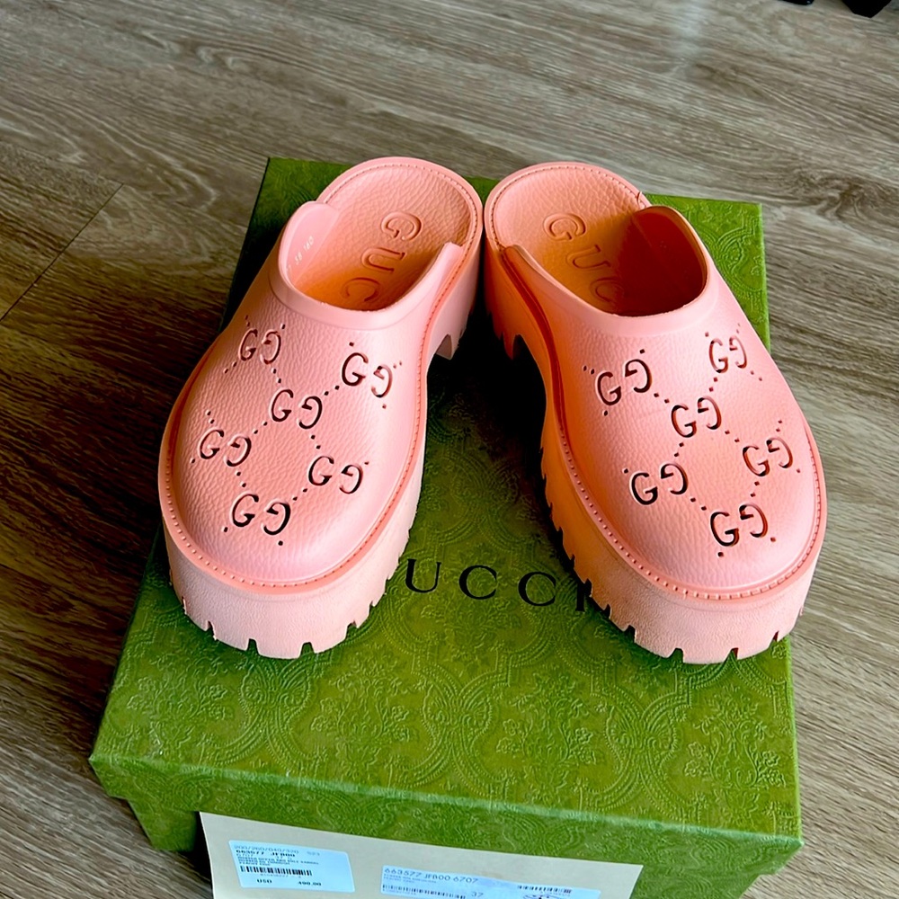 Gucci Rubber Mule Clog Pink 37